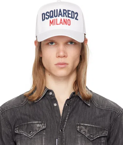 Dsquared2 White 'milano' Baseball Cap In Bianco