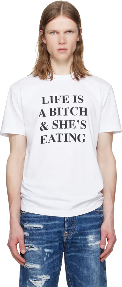 Dsquared2 Slogan Print T-shirt In White