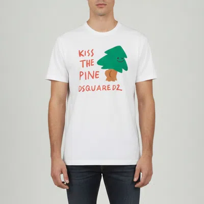Pre-owned Dsquared2 White Pine Kiss Printed Jersey Cool Fit T-shirt M