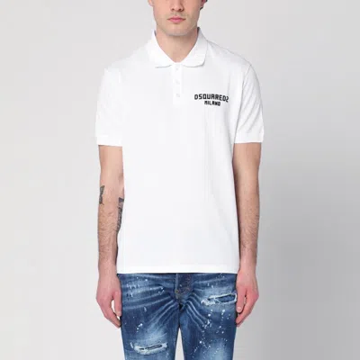 DSQUARED2 WHITE POLO IN COTTON WITH LOGO