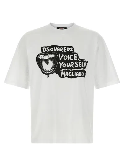 DSQUARED2 WHITE PRINTED T-SHIRT