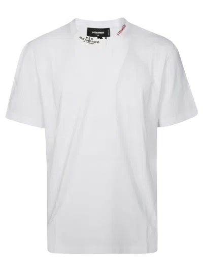 DSQUARED2 WHITE REGULAR FIT T-SHIRT WITH LOGO DETAILING