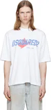 Dsquared2 White T-shirt With Logo Print On The Front In Cotton Man In White