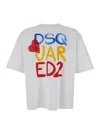 Dsquared2 White Round Neck T Shirt With Printed Maxi Logo On The Front And Heart Detail In Cotton Woman