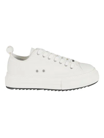 DSQUARED2 WHITE ROUND TOE SNEAKERS