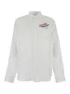 Dsquared2 White Shirt With Classic Collar And Embroidered Logo On The Front In Linen Man