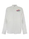 Dsquared2 White Shirt With Classic Collar And Embroidered Logo On The Front In Linen Man