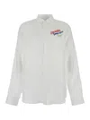 Dsquared2 White Shirt With Classic Collar And Embroidered Logo On The Front In Linen Man