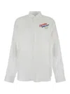 DSQUARED2 WHITE SHIRT WITH CLASSIC COLLAR AND EMBROIDERED LOGO ON THE FRONT IN LINEN MAN