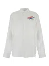 DSQUARED2 WHITE SHIRT WITH CLASSIC COLLAR AND EMBROIDERED LOGO ON THE FRONT IN LINEN MAN