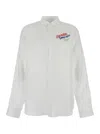 Dsquared2 White Shirt With Classic Collar And Embroidered Logo On The Front In Linen Man