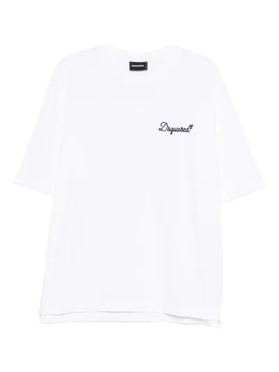 Dsquared2 White Short-sleeve Embroidered Logo T-shirt