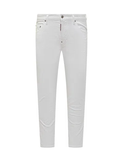 Dsquared2 White Slim Mid Rise Jeans In Multi