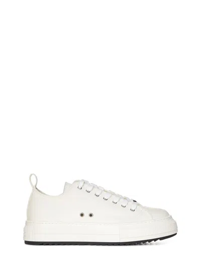 Dsquared2 White Sneakers With Minimalist Design And Signature Branding In Red