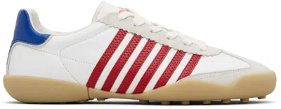 Dsquared2 Striped Leather Sneakers In White