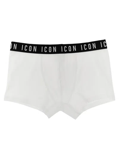DSQUARED2 WHITE SOLID-COLOR BOXER SHORTS