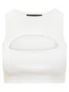 Dsquared2 White Solid Round Neck Top In White