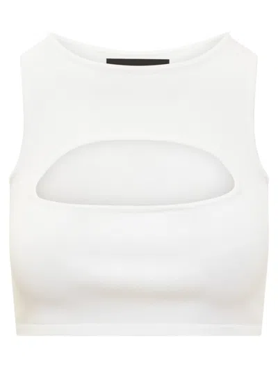 Dsquared2 White Solid Round Neck Top