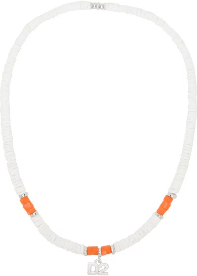 Dsquared2 Beaded Logo-charm Necklace In Orange