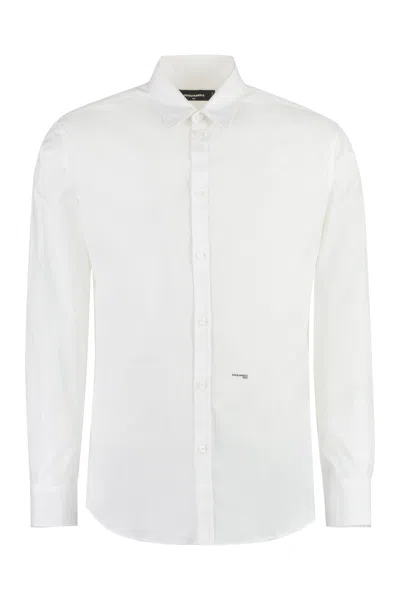 Dsquared2 White Stretch Poplin Shirt In Multi