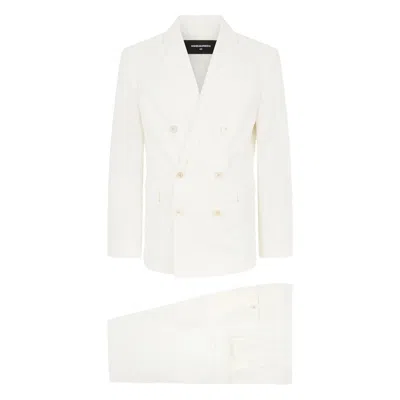 DSQUARED2 DSQUARED2 WHITE SUITS - DOUBLE  BREASTED SUITS MEN