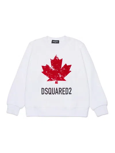 Dsquared2 Kids Maple Leaf Logo Sweatshirt In White