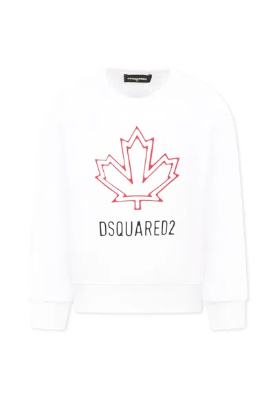 DSQUARED2 WHITE SWEATSHIRT FOR BOY WITH LOGO