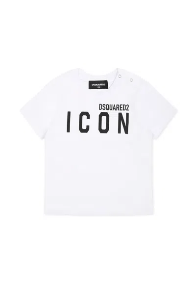 Dsquared2 White T-shirt For Baby Boy With Black Logo
