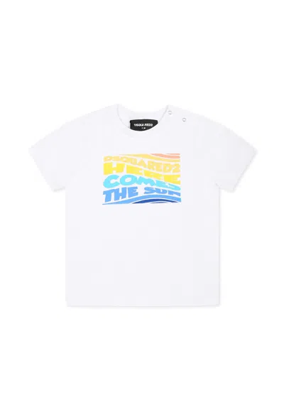 Dsquared2 White T-shirt For Baby Boy With Multicolor Logo