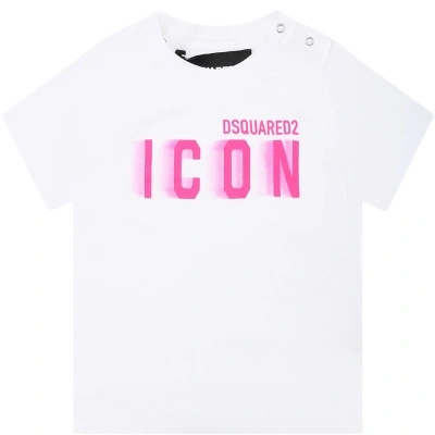 Dsquared2 Kids' White T-shirt For Baby Girl With Logo