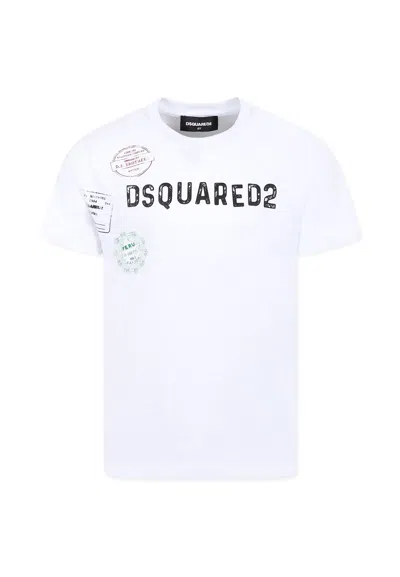 Dsquared2 Kids' White T-shirt For Boy With Logo
