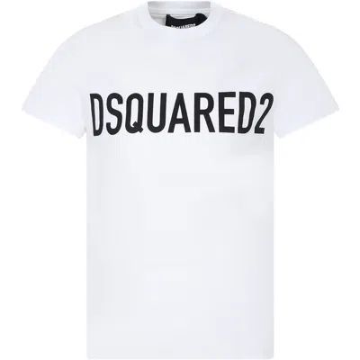 Dsquared2 Kids' White T-shirt For Boy With Logo