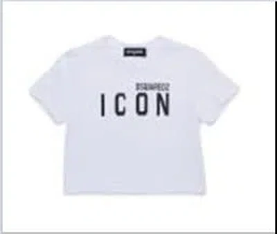 DSQUARED2 WHITE T-SHIRT FOR GIRL WITH LOGO
