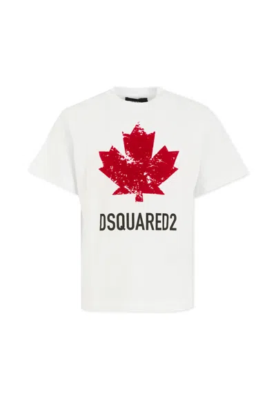 DSQUARED2 WHITE T-SHIRT FOR KIDS WITH LOGO