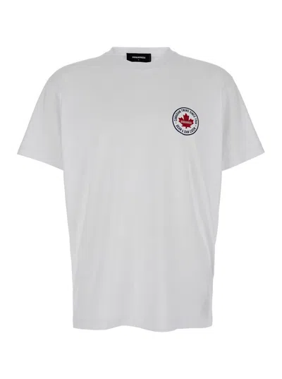 Dsquared2 White T-shirt With Chest Logo Application In Cotton Man
