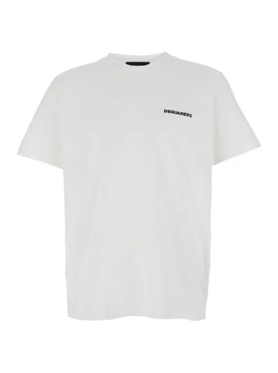DSQUARED2 WHITE T-SHIRT WITH LETTERING LOGO PRINTED ON THE CHEST IN COTTON MAN