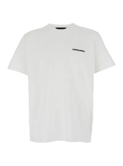 Dsquared2 White T-shirt With Lettering Logo Printed On The Chest In Cotton Man