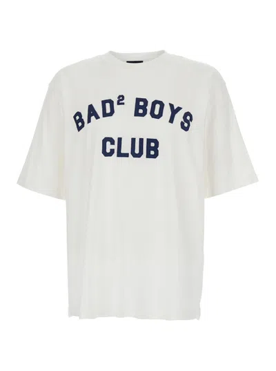 Dsquared2 Men White T-shirt With Logo Print On The Front In Cotton Man In Multi