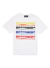 DSQUARED2 WHITE T-SHIRT WITH WAVE EFFECT LOGO PRINT