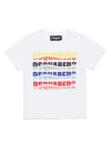 DSQUARED2 WHITE T-SHIRT WITH WAVE EFFECT LOGO PRINT