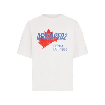 Dsquared2 Graphic Print Short Sleeve T-shirt For Men In White
