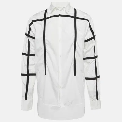Pre-owned Dsquared2 White Tape Trim Cotton Shirt S