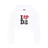 Dsquared2 Vaquera Gimy Dean Cropped Jersey Hoodie In White
