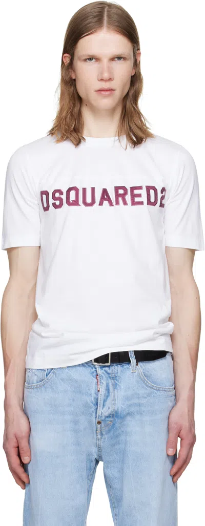 Dsquared2 White Vintage Fade Cool Football Fit T-shirt