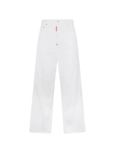 Dsquared2 White Wide-leg Denim Jeans