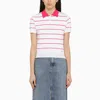 DSQUARED2 DSQUARED2 WHITE/FUXIA RIBBED POLO SHIRT