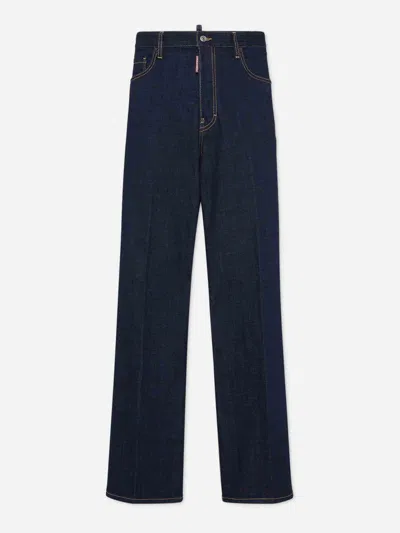 Dsquared2 Wide Cotton Jeans In Blue