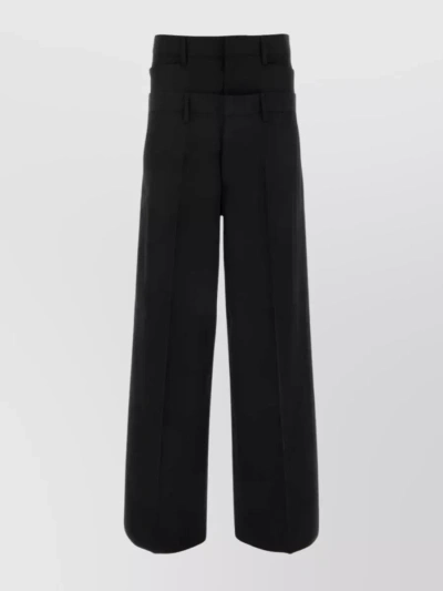 Dsquared2 Layered Wide-leg Virgin-wool Trousers In Black