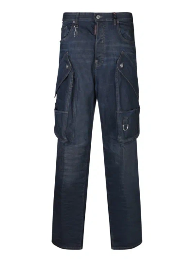 Dsquared2 Wide Fit Cotton Jeans In Blue