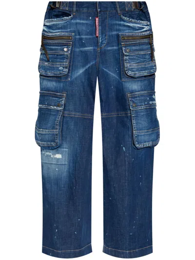 Dsquared2 Wide-leg Cargo Jeans In Blue